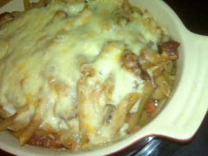 Baked Ziti: a new Saucy Cherie house special?" 